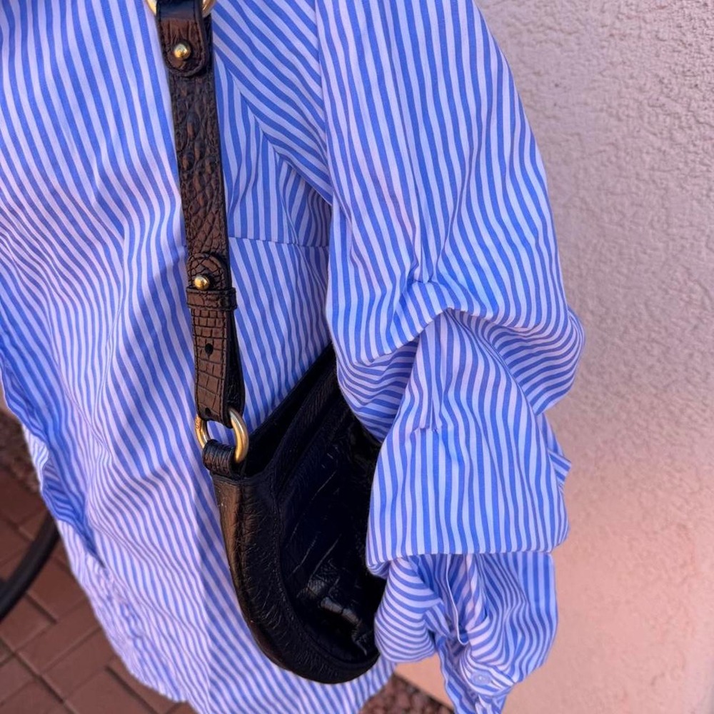 Blue and white striped blouse with ruffle sleeves - Picture 6 of 8